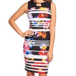 Joseph Ribkoff Stripe & Floral Multicolour Dress